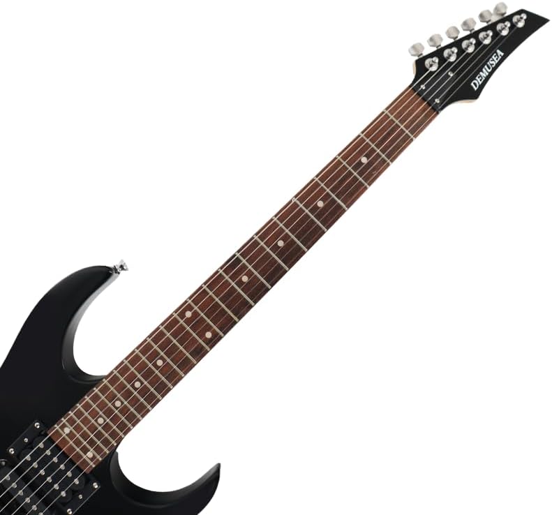 demusea electric guitar single tremolo black color 24frets HSH pickups dot inlay maple neck phoenix body 5ways toggle 1V 1T control portable practice for beginner starter or band player (YBNDOT-BK) - Image 3